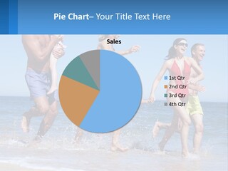 A Group Of People Running In The Water At The Beach PowerPoint Template