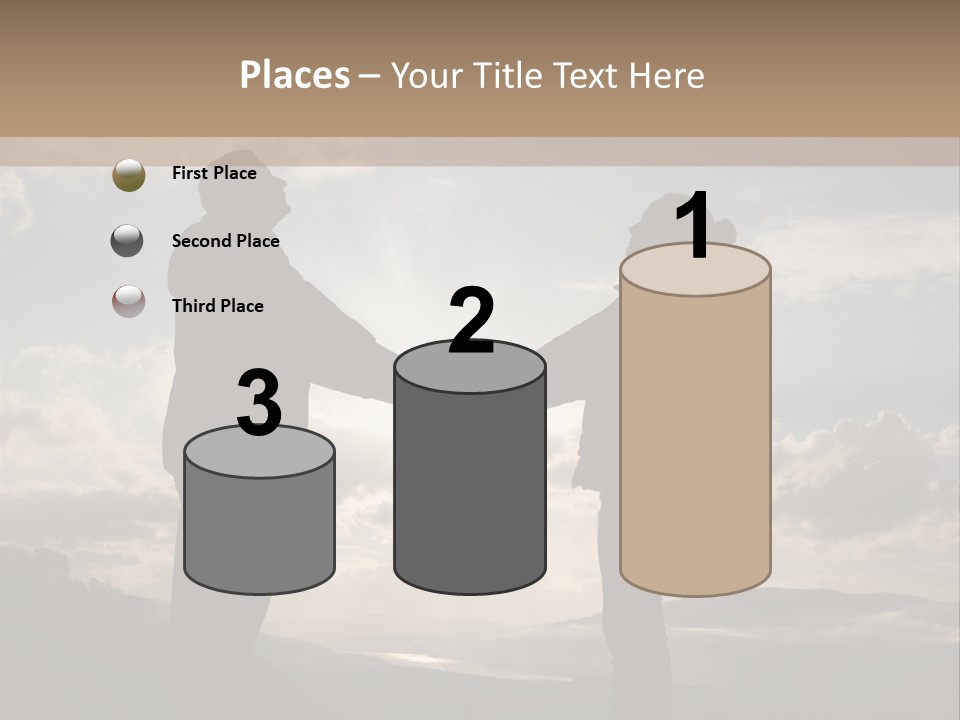 Two People Shaking Hands With The Sun In The Background PowerPoint Template