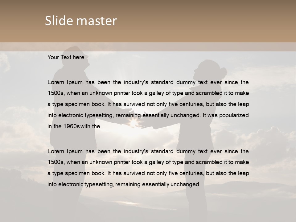 Two People Shaking Hands With The Sun In The Background PowerPoint Template