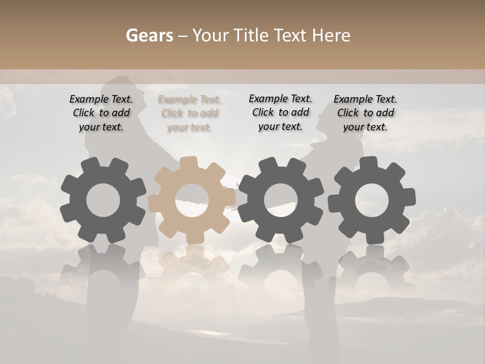 Two People Shaking Hands With The Sun In The Background PowerPoint Template