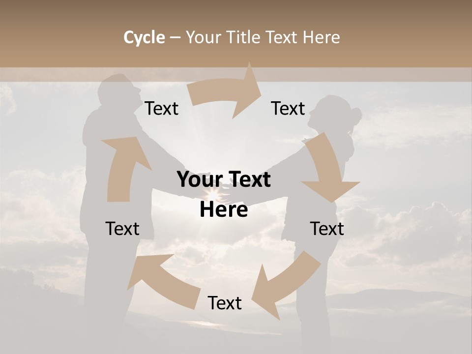 Two People Shaking Hands With The Sun In The Background PowerPoint Template