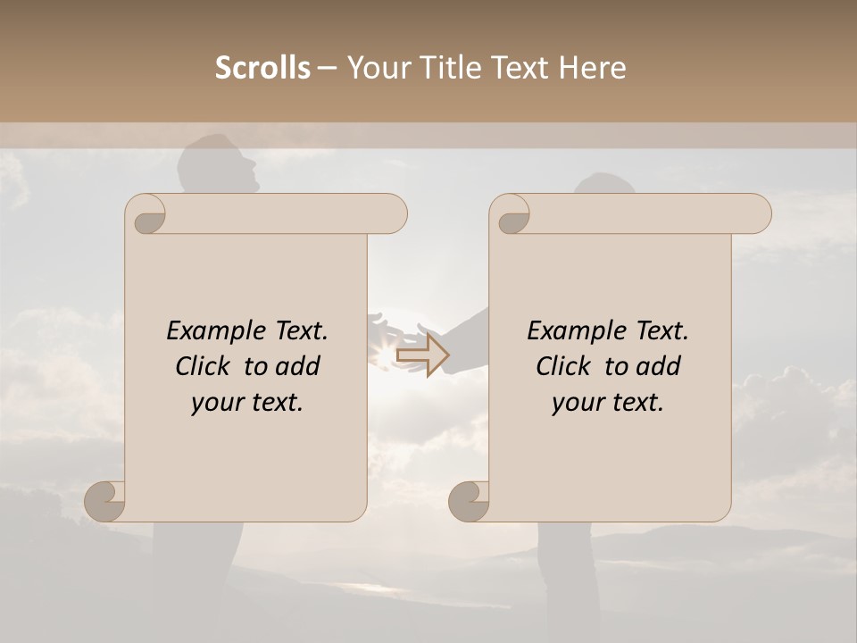 Two People Shaking Hands With The Sun In The Background PowerPoint Template
