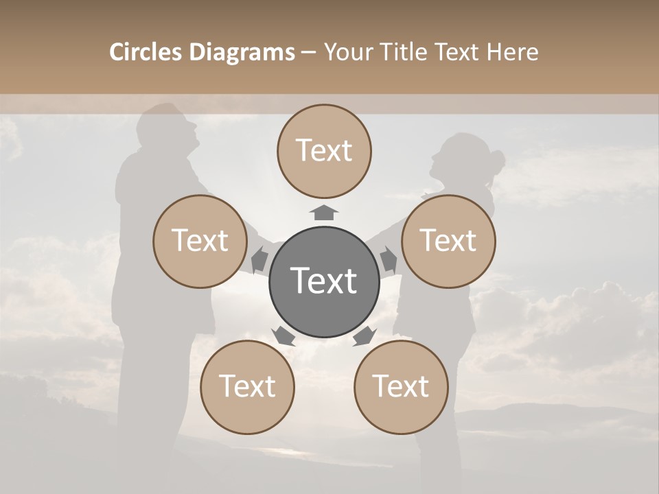 Two People Shaking Hands With The Sun In The Background PowerPoint Template