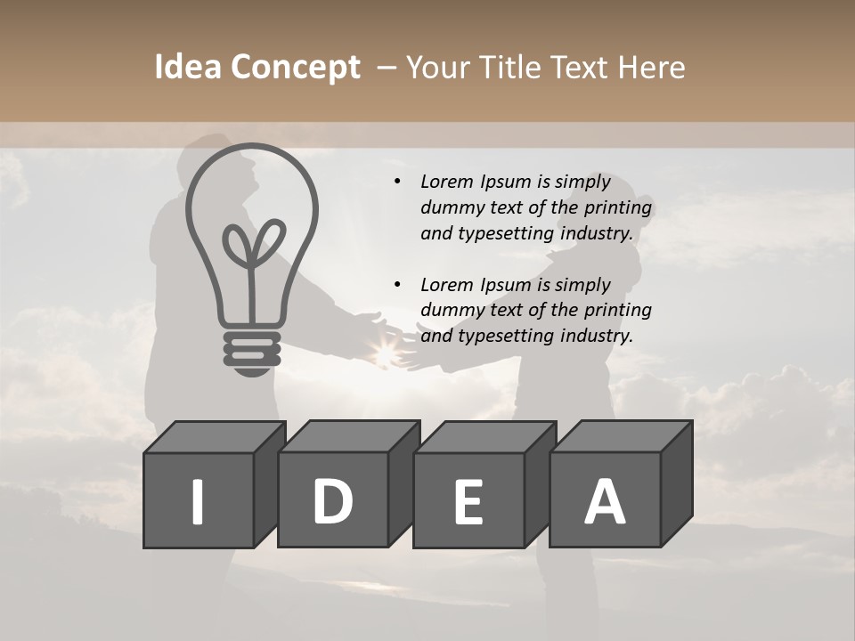 Two People Shaking Hands With The Sun In The Background PowerPoint Template