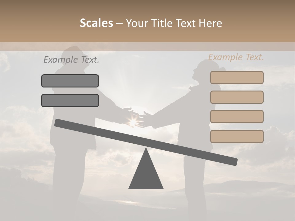 Two People Shaking Hands With The Sun In The Background PowerPoint Template