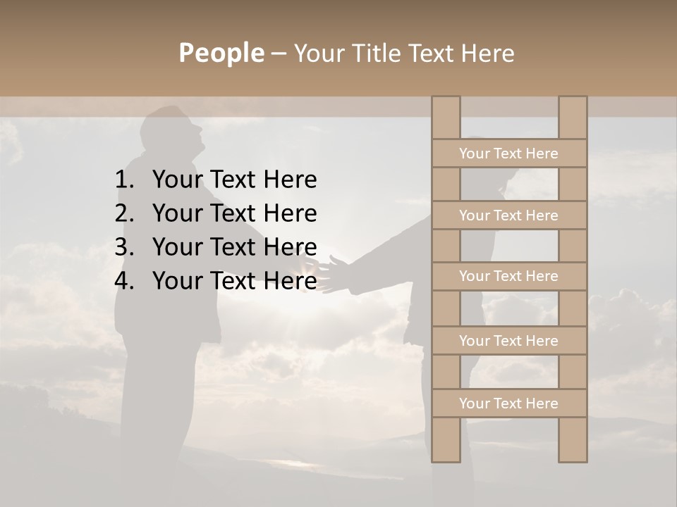 Two People Shaking Hands With The Sun In The Background PowerPoint Template