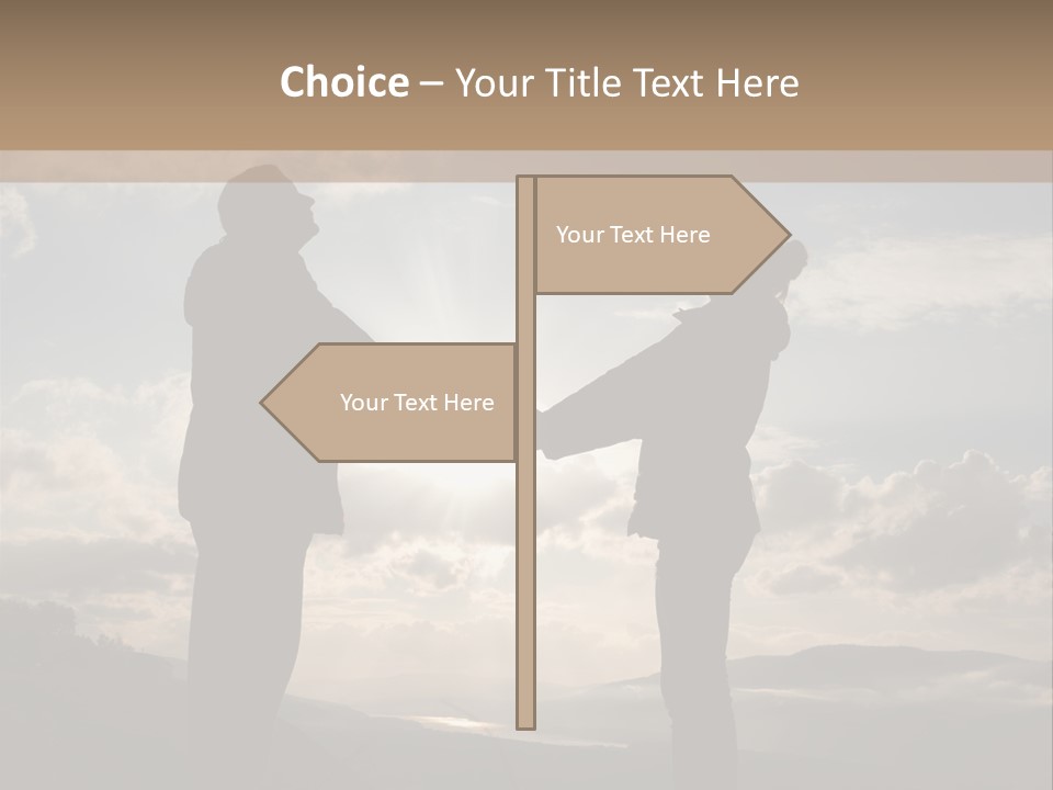 Two People Shaking Hands With The Sun In The Background PowerPoint Template