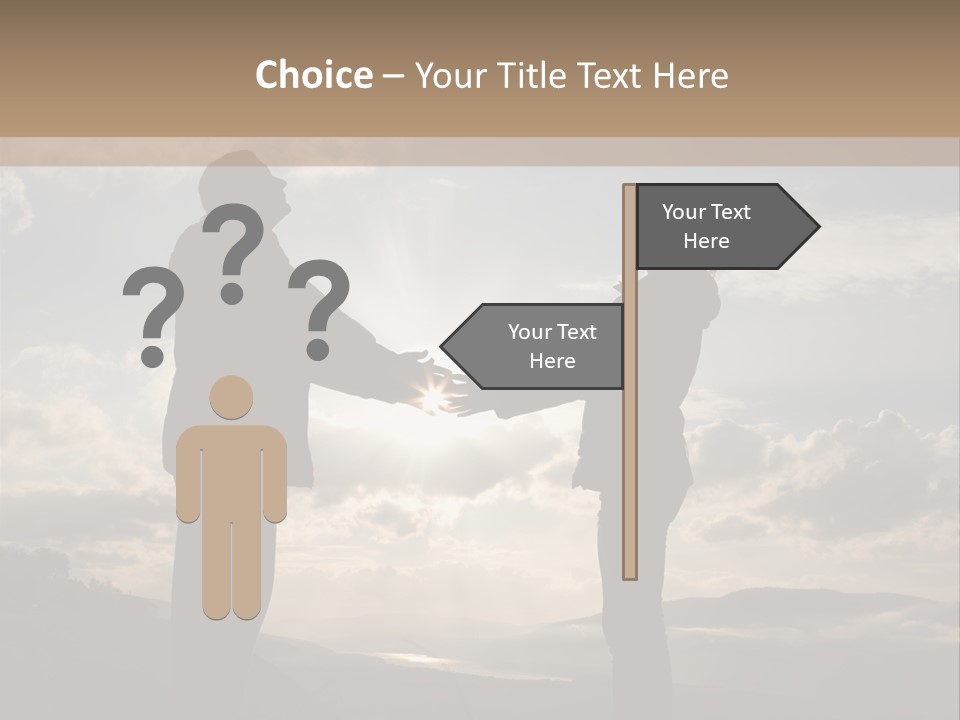 Two People Shaking Hands With The Sun In The Background PowerPoint Template