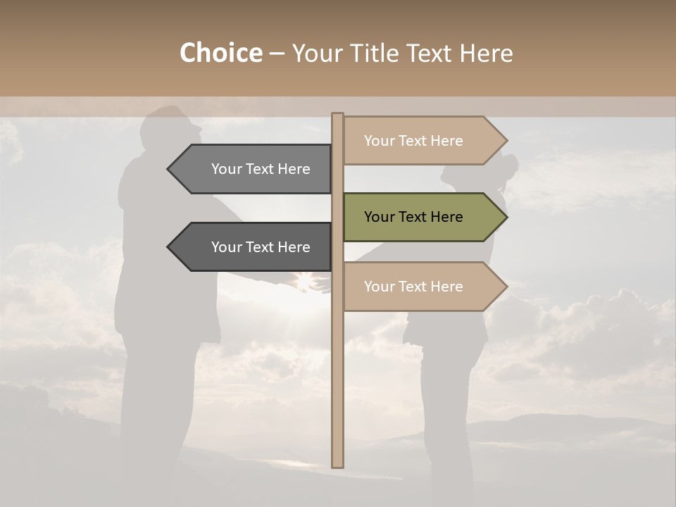 Two People Shaking Hands With The Sun In The Background PowerPoint Template