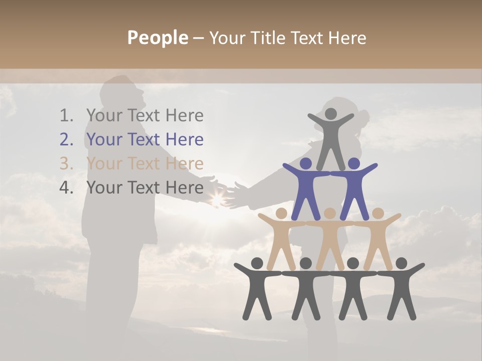 Two People Shaking Hands With The Sun In The Background PowerPoint Template