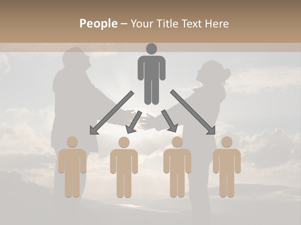 Two People Shaking Hands With The Sun In The Background PowerPoint Template