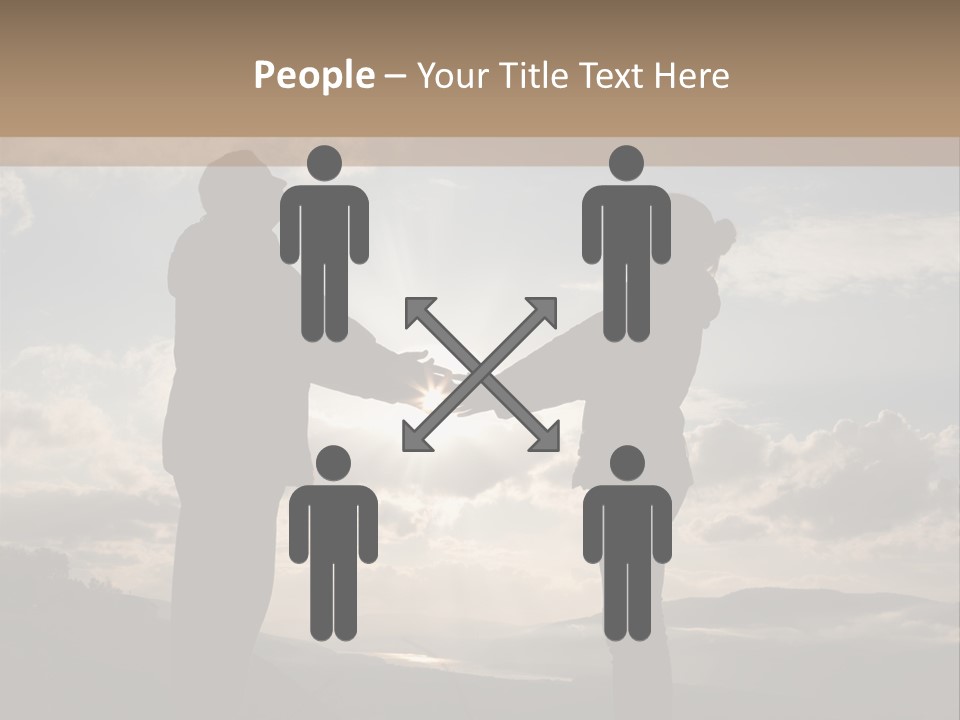 Two People Shaking Hands With The Sun In The Background PowerPoint Template
