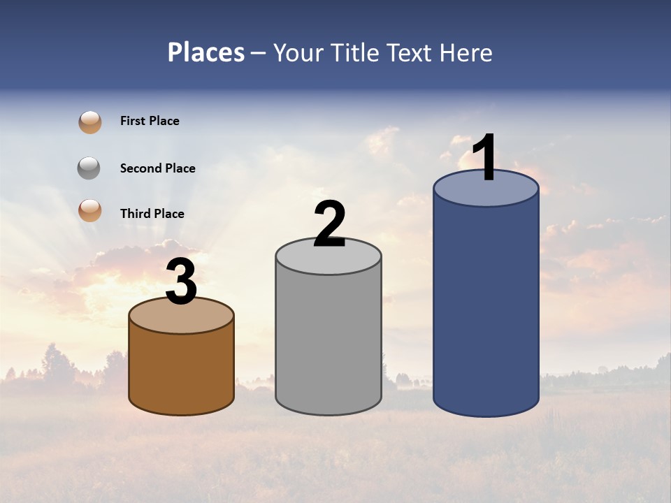 The Sun Is Shining Through The Clouds Over A Field PowerPoint Template