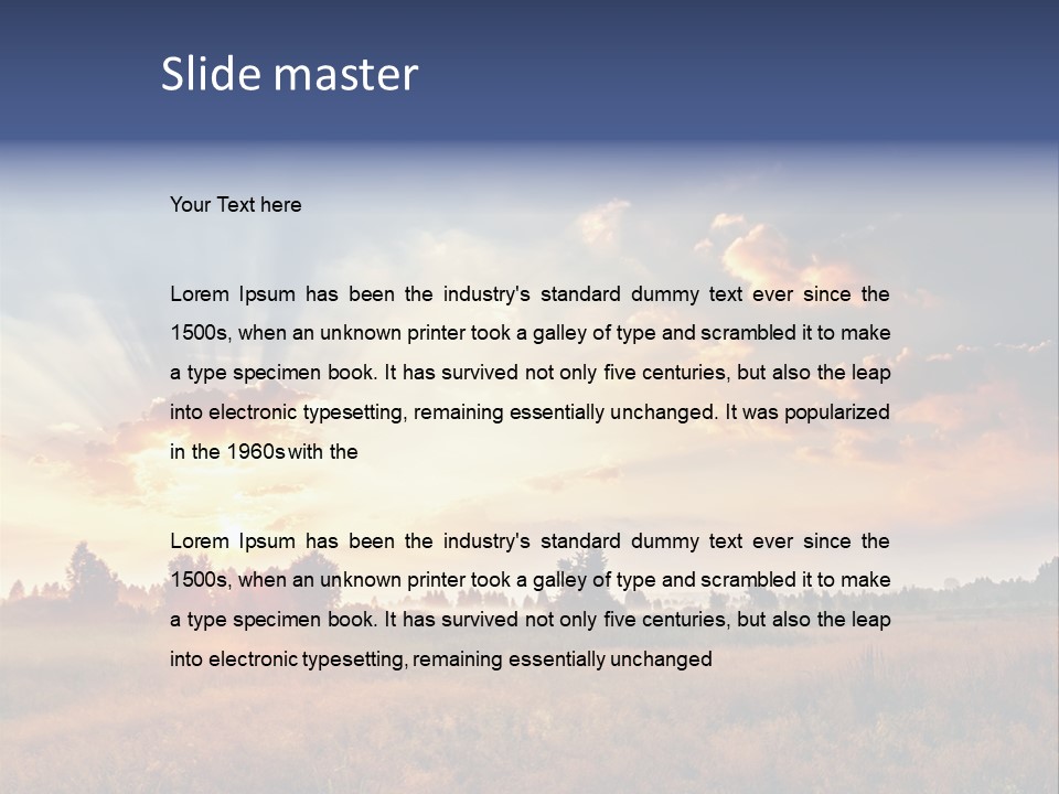 The Sun Is Shining Through The Clouds Over A Field PowerPoint Template