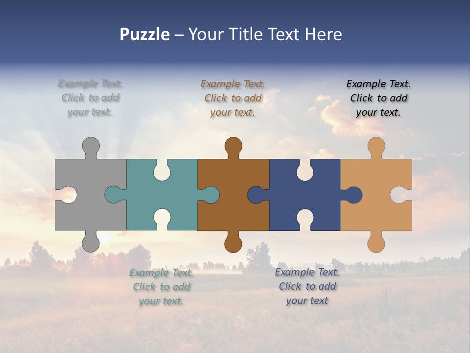 The Sun Is Shining Through The Clouds Over A Field PowerPoint Template