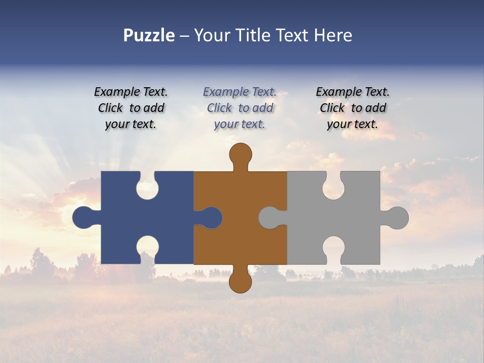 The Sun Is Shining Through The Clouds Over A Field PowerPoint Template