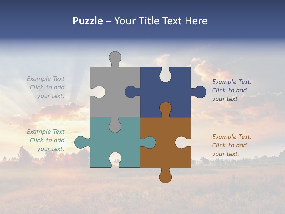 The Sun Is Shining Through The Clouds Over A Field PowerPoint Template