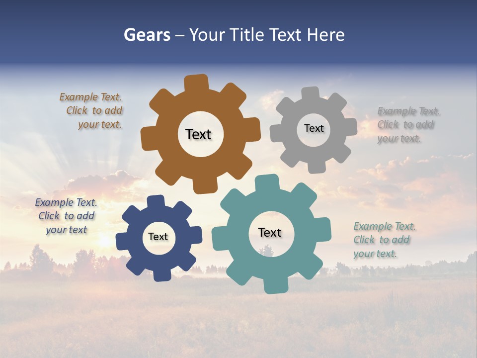 The Sun Is Shining Through The Clouds Over A Field PowerPoint Template
