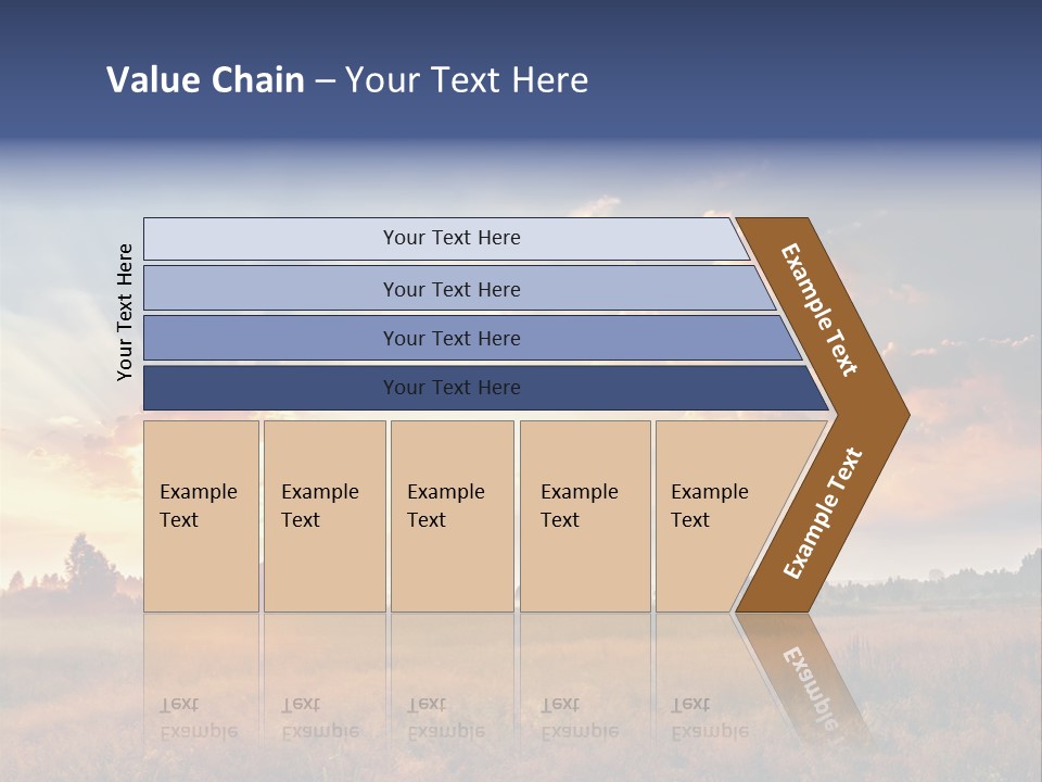 The Sun Is Shining Through The Clouds Over A Field PowerPoint Template