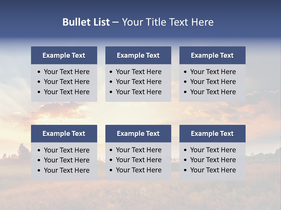 The Sun Is Shining Through The Clouds Over A Field PowerPoint Template
