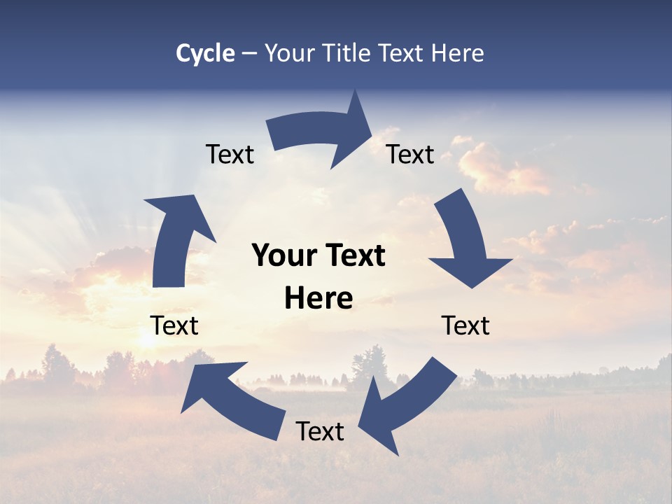 The Sun Is Shining Through The Clouds Over A Field PowerPoint Template