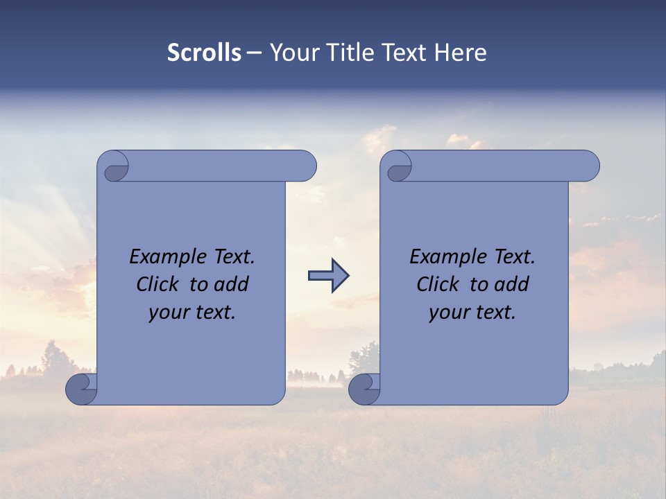 The Sun Is Shining Through The Clouds Over A Field PowerPoint Template