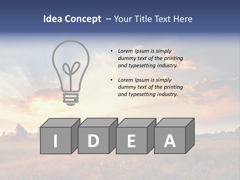 The Sun Is Shining Through The Clouds Over A Field PowerPoint Template