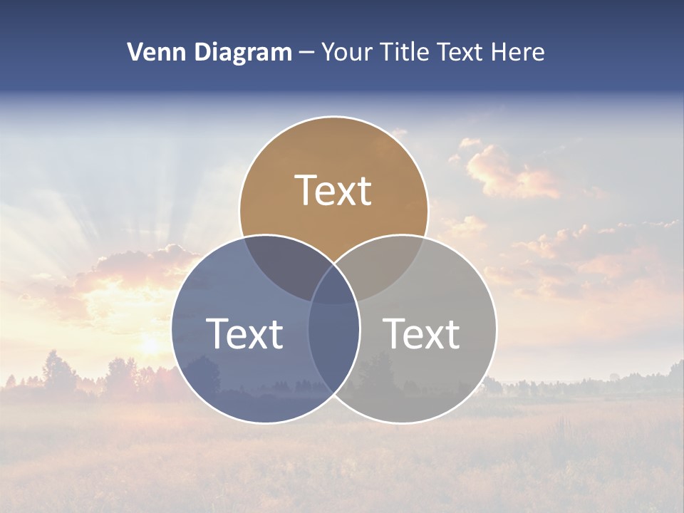 The Sun Is Shining Through The Clouds Over A Field PowerPoint Template