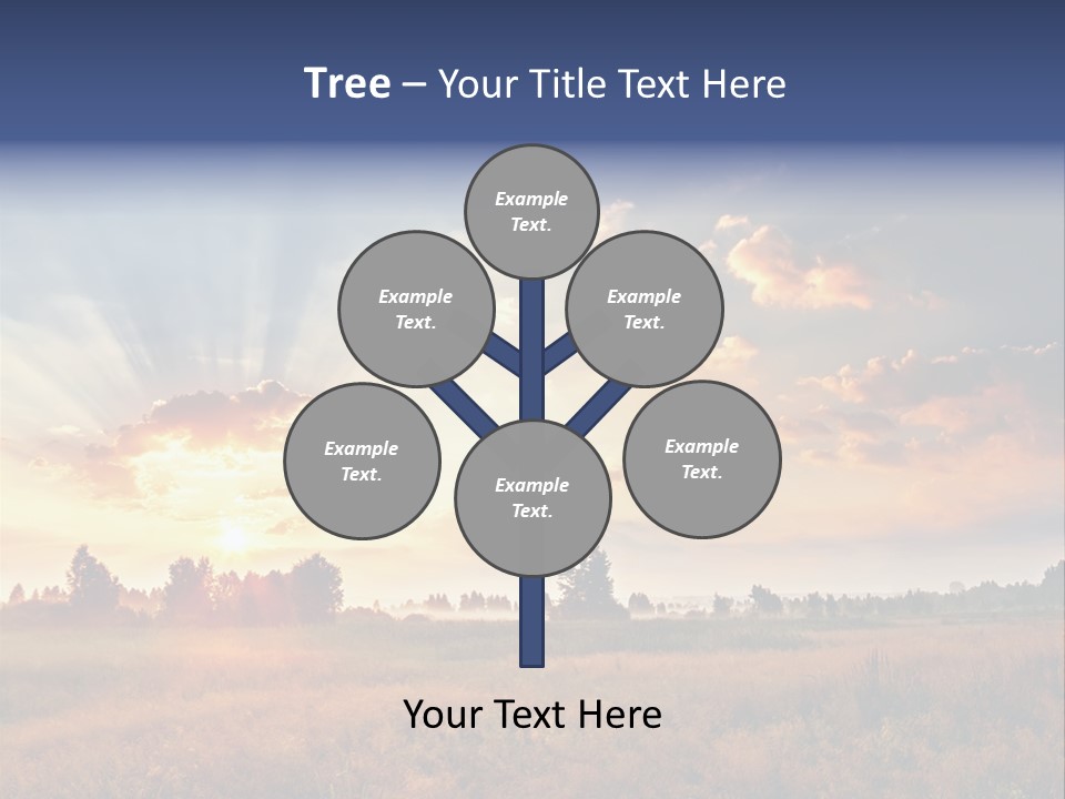 The Sun Is Shining Through The Clouds Over A Field PowerPoint Template