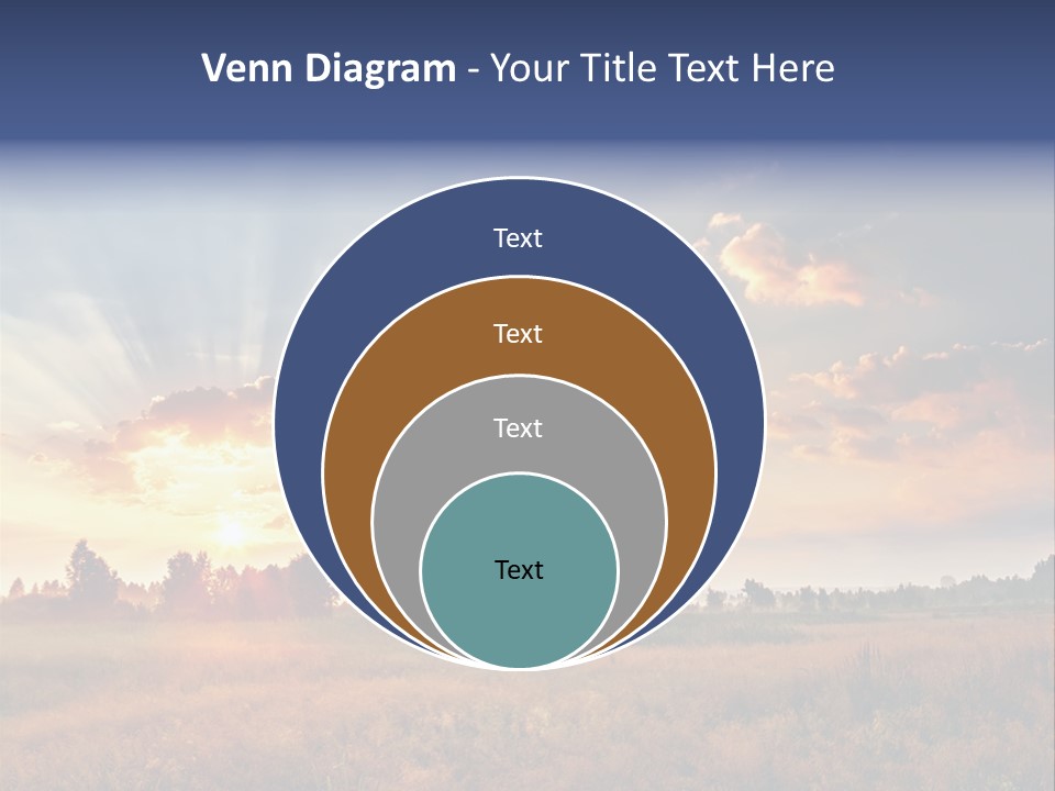 The Sun Is Shining Through The Clouds Over A Field PowerPoint Template