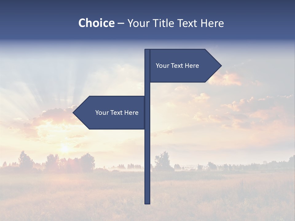 The Sun Is Shining Through The Clouds Over A Field PowerPoint Template