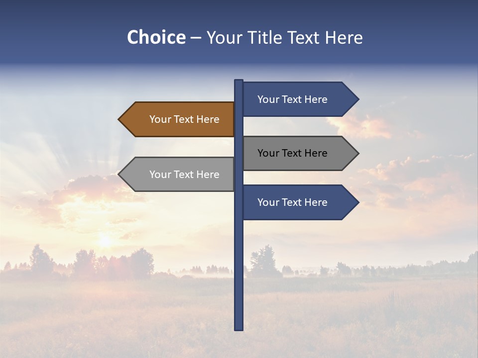 The Sun Is Shining Through The Clouds Over A Field PowerPoint Template