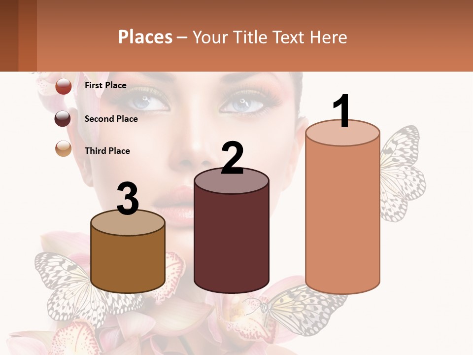 A Beautiful Woman With Butterflies On Her Head PowerPoint Template