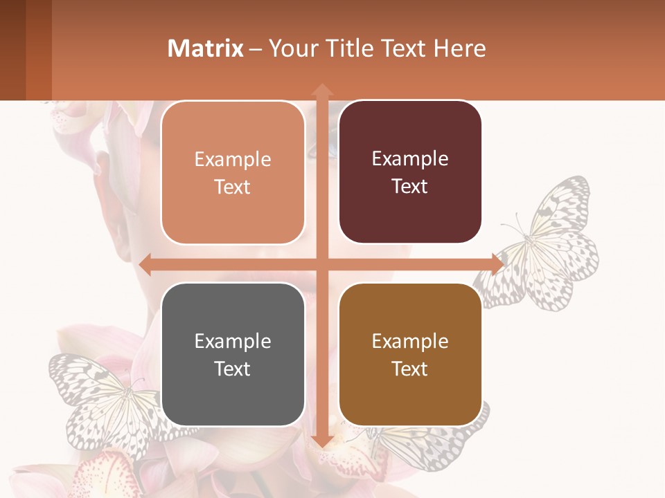 A Beautiful Woman With Butterflies On Her Head PowerPoint Template