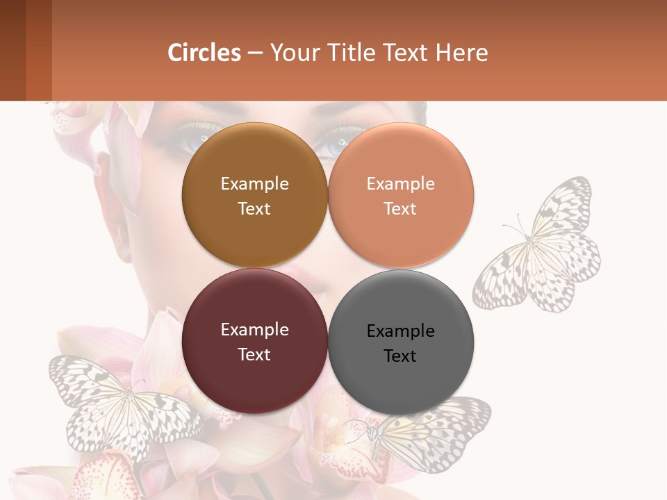 A Beautiful Woman With Butterflies On Her Head PowerPoint Template
