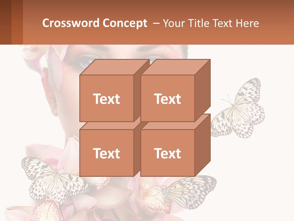 A Beautiful Woman With Butterflies On Her Head PowerPoint Template