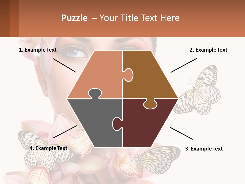 A Beautiful Woman With Butterflies On Her Head PowerPoint Template