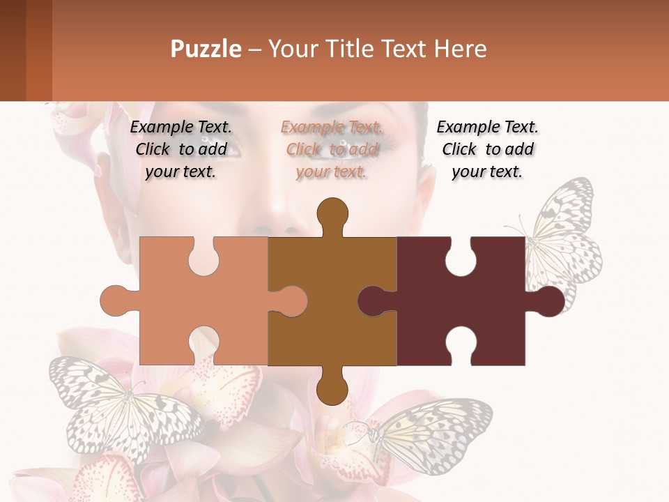 A Beautiful Woman With Butterflies On Her Head PowerPoint Template