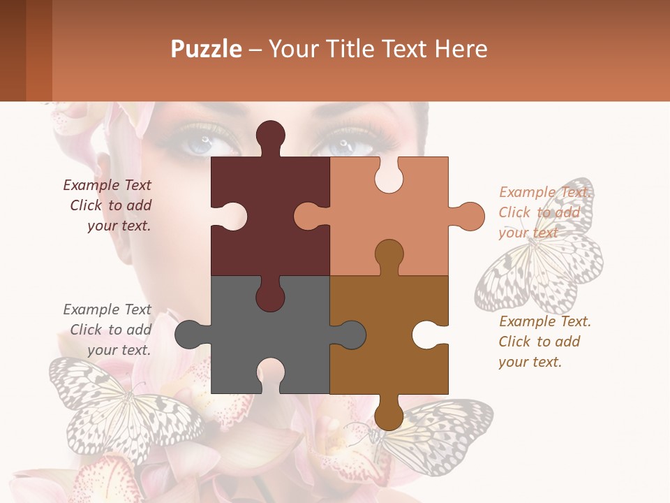 A Beautiful Woman With Butterflies On Her Head PowerPoint Template