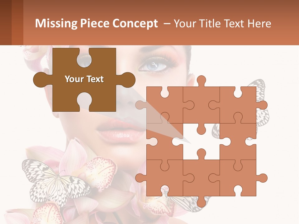 A Beautiful Woman With Butterflies On Her Head PowerPoint Template