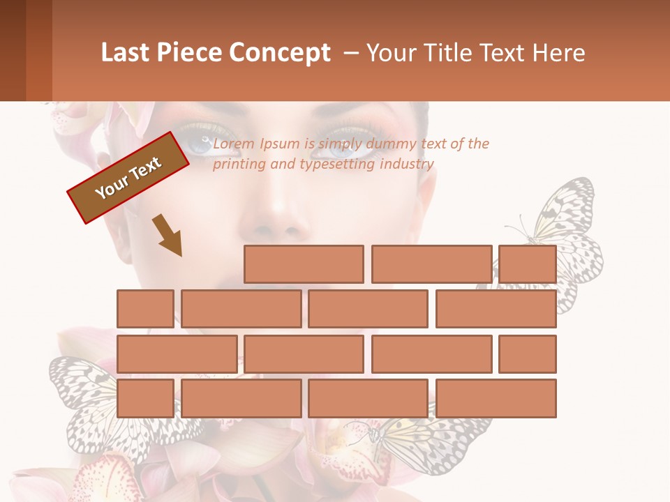 A Beautiful Woman With Butterflies On Her Head PowerPoint Template