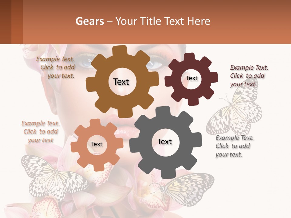 A Beautiful Woman With Butterflies On Her Head PowerPoint Template