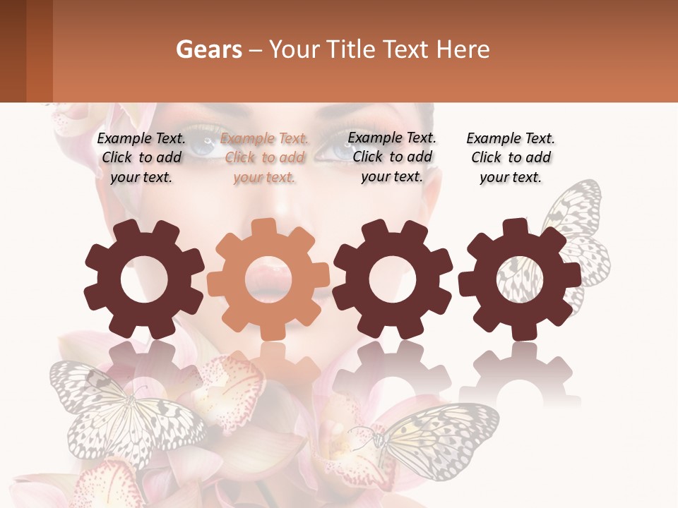 A Beautiful Woman With Butterflies On Her Head PowerPoint Template