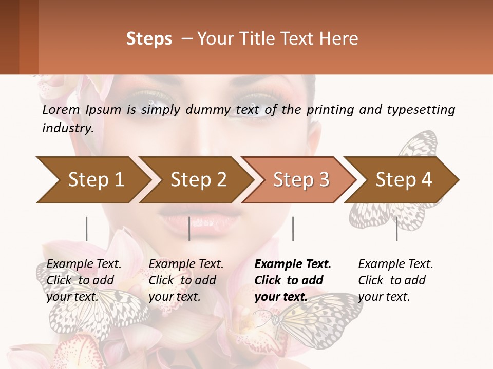 A Beautiful Woman With Butterflies On Her Head PowerPoint Template