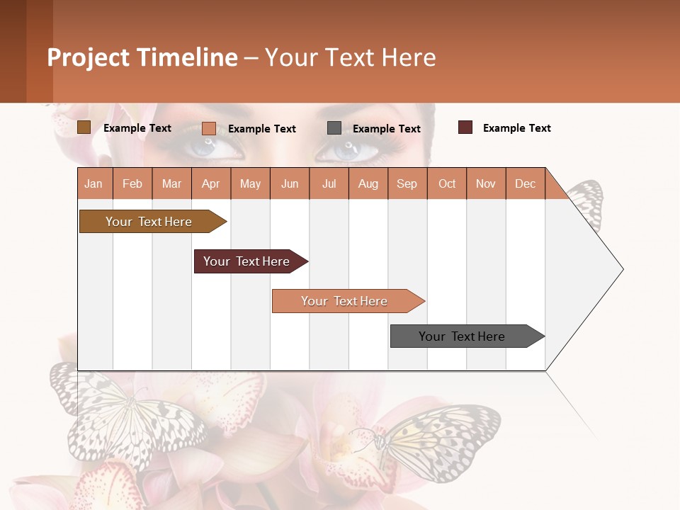A Beautiful Woman With Butterflies On Her Head PowerPoint Template