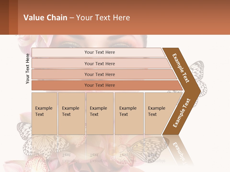 A Beautiful Woman With Butterflies On Her Head PowerPoint Template