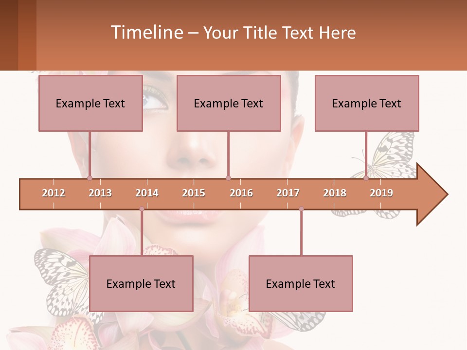 A Beautiful Woman With Butterflies On Her Head PowerPoint Template