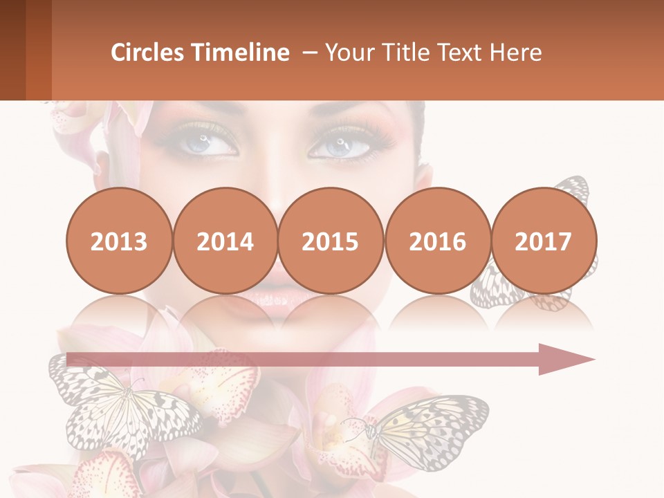 A Beautiful Woman With Butterflies On Her Head PowerPoint Template