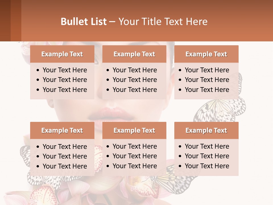 A Beautiful Woman With Butterflies On Her Head PowerPoint Template