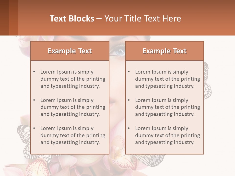 A Beautiful Woman With Butterflies On Her Head PowerPoint Template